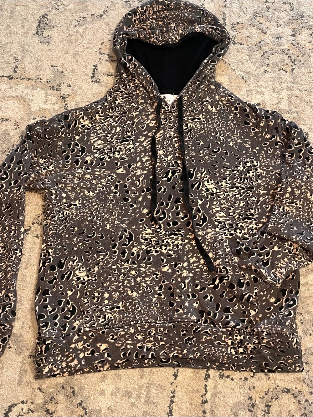 Sundry Brown and Cream Leopard-Print Hoodie